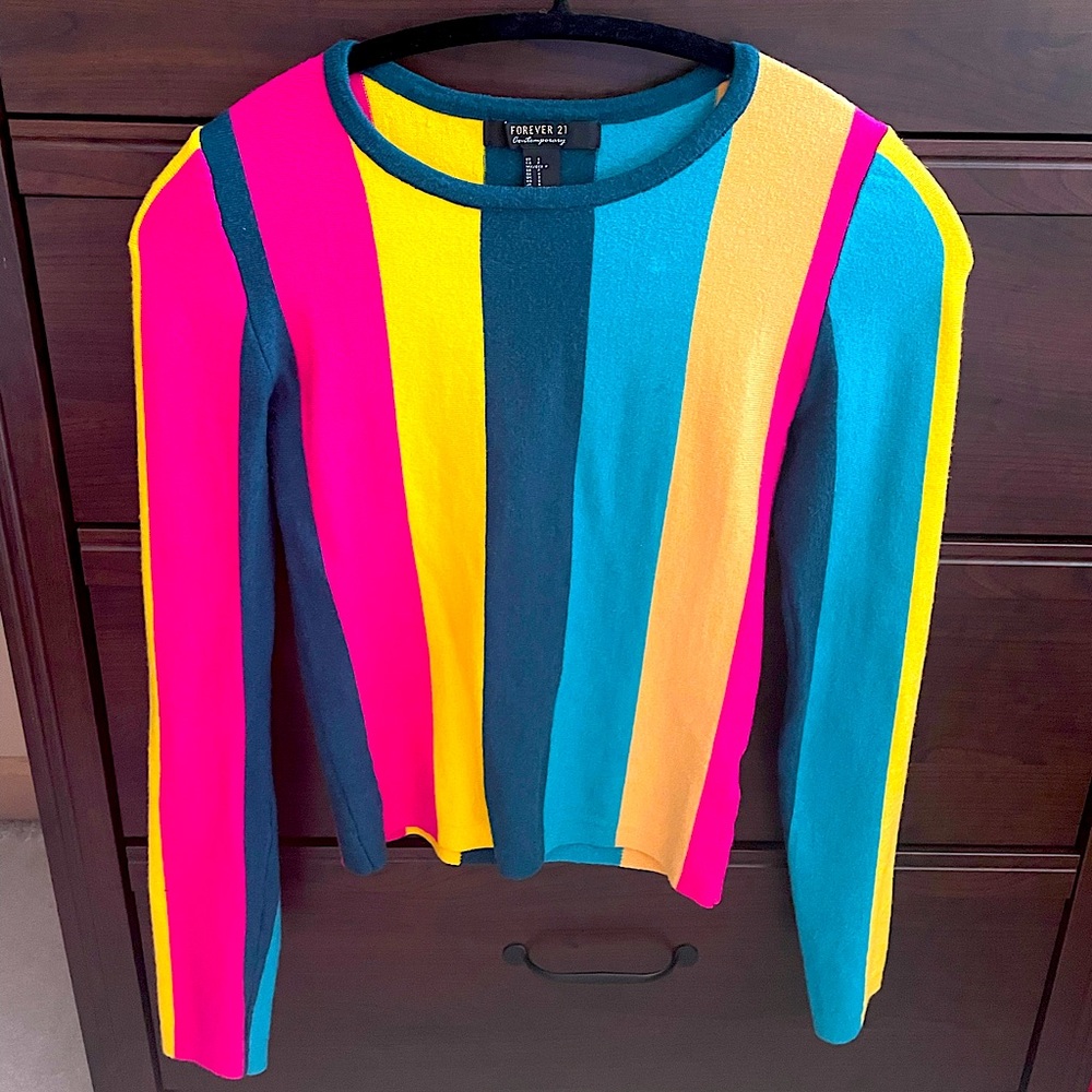 Contemporary multi color striped long sleeve shirt